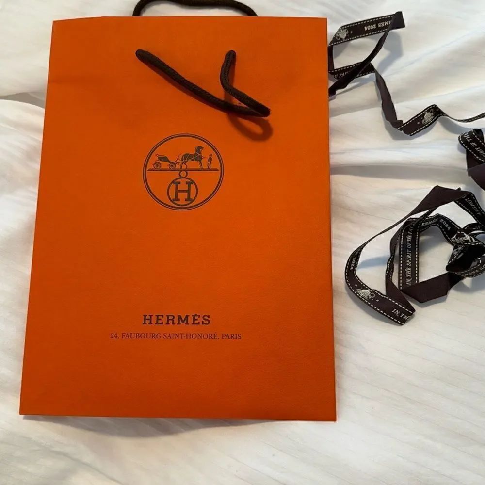 Hermes shopping bag with ribbon new